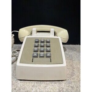Vintage Beige Bell System 2500 Western Electric Push Button Desk Telephone